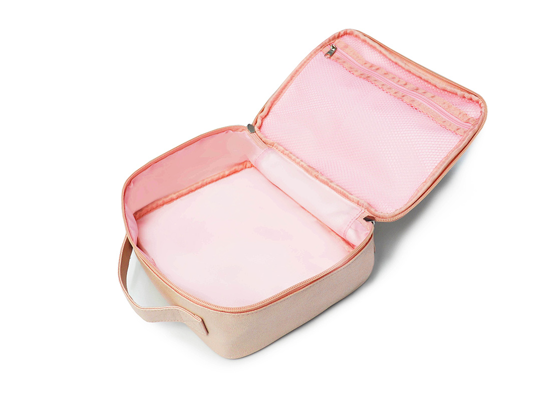 sparkly cosmetic bag - 20012-pink open