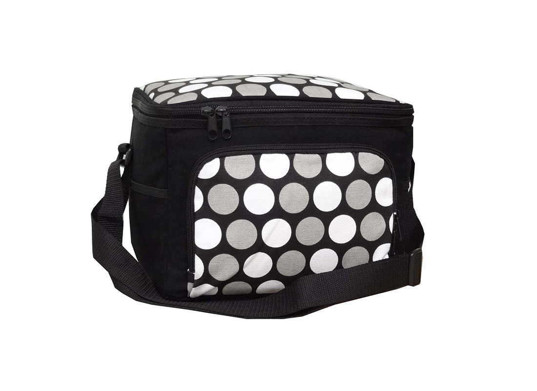 Black & White Dotted Canvas Cooler Bag