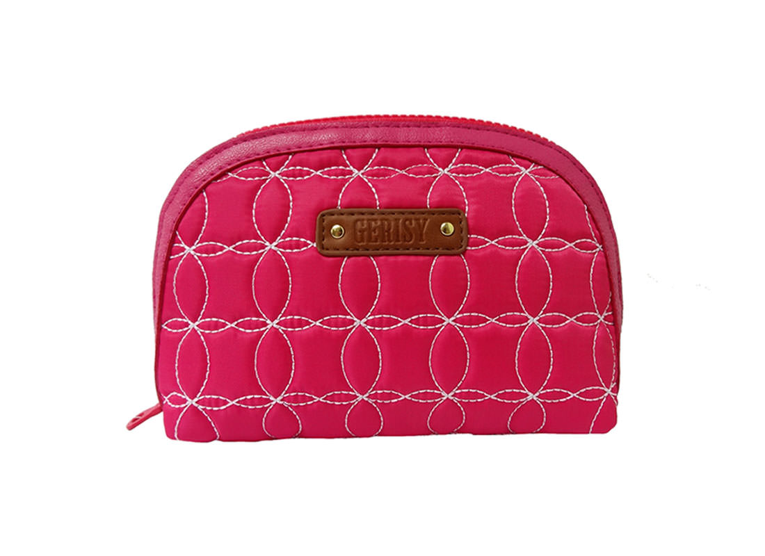 Quilted Zipper Pouch in Cherry Pink