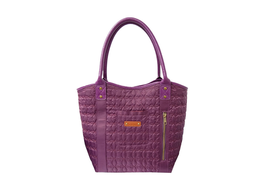 Quilted tote Bag in Dark Purple