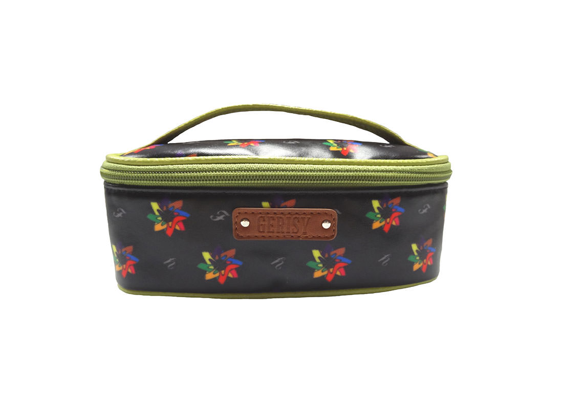 Kaleidoscopic Pattern Cosmetic Bag with Grab Handle