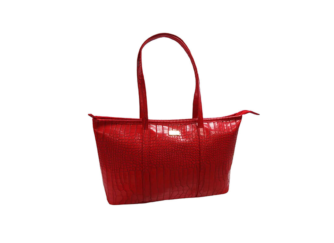 Faux Crocodile Handbag in Red Color