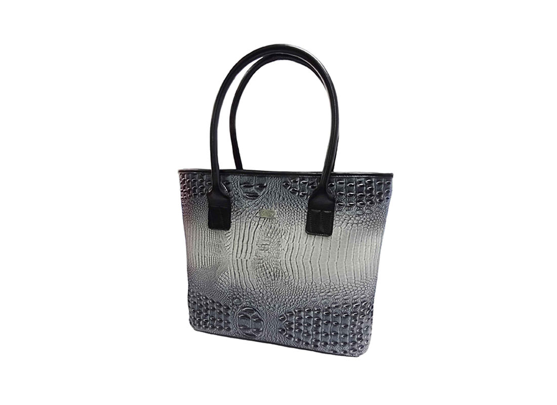 Black & Grey Faux Crocodile Handbag