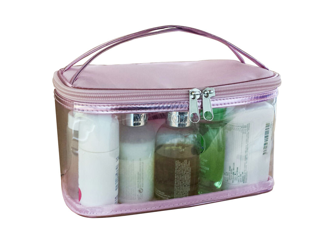 Transparent & Pink Cosmetic Bag