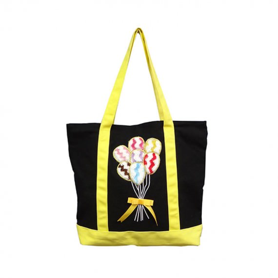Canvas Tote Bag with Balloon Embroidery