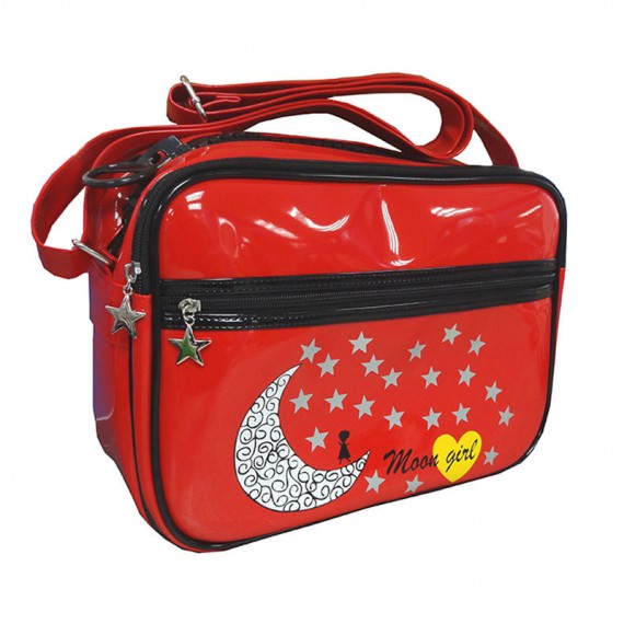 Red Messenger Bag with moon & star printing