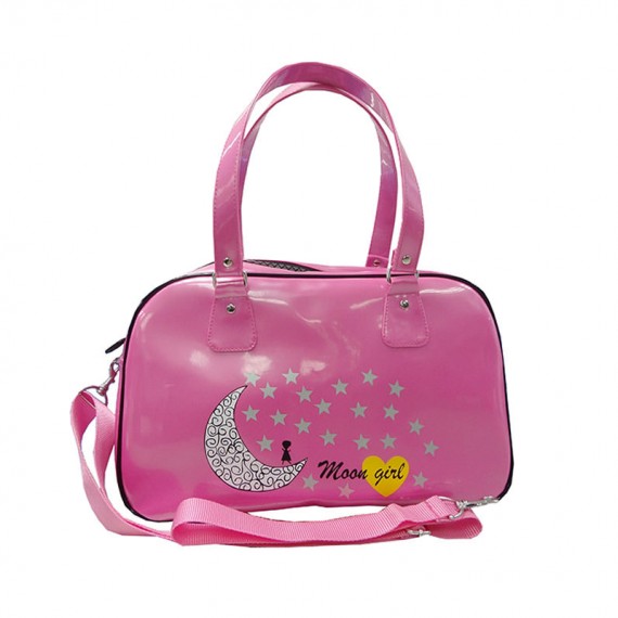 Pink Boston Bag with star & moon printing