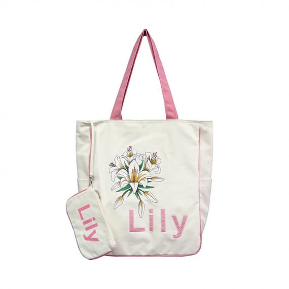 Casual Canvas Bag with Lily Printing