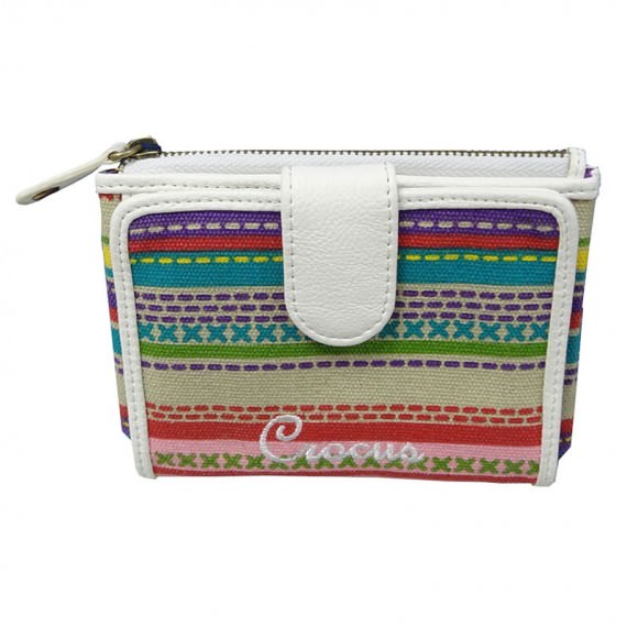 Colorful Striped Canvas Wallet with Coin Pocket
