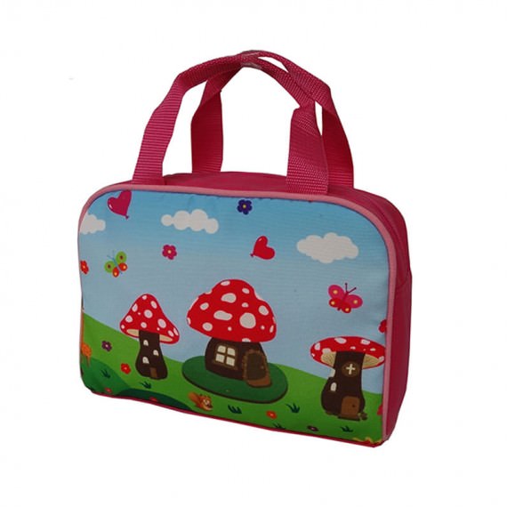 Kid Handbag with Mushroom House Printing