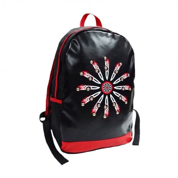 Black PU Leather Backpack with Car & Knife Printed