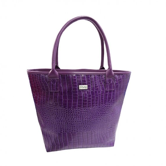 Purple Faux Crocodile Handbag