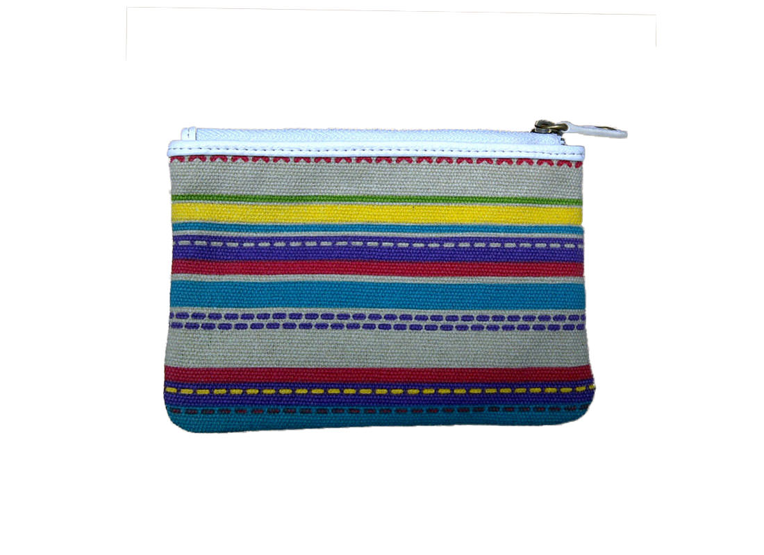 Colorful Striped Canvas wallet with coin pocket back