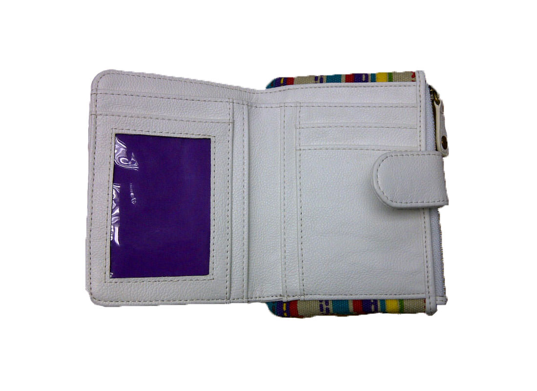 Colorful Striped Canvas with Coin pocket Open