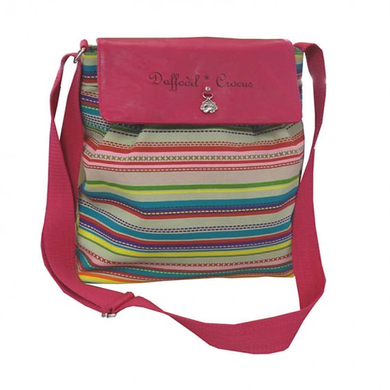Soft Canvas Shoulder Bag with Striped Pattern