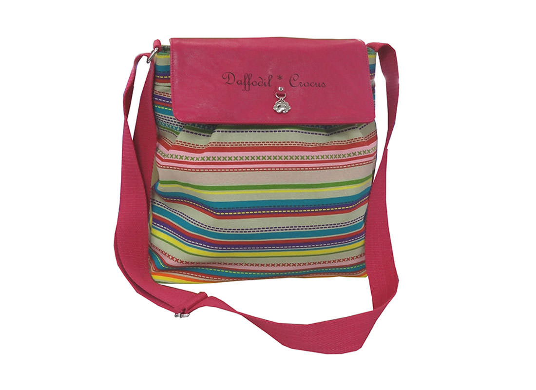 Soft Canvas Shoulder Bag with Striped Pattern