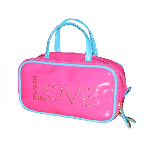 Pink Beauty Bag with Letter "Love" Studs decoration