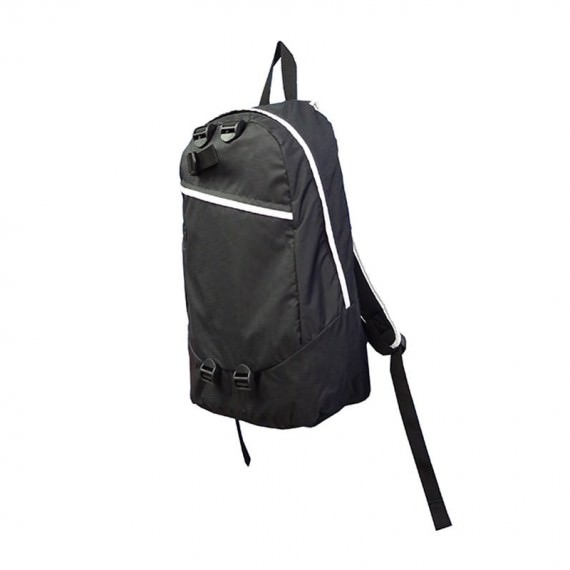 Simple Black Backpack with White Zippers