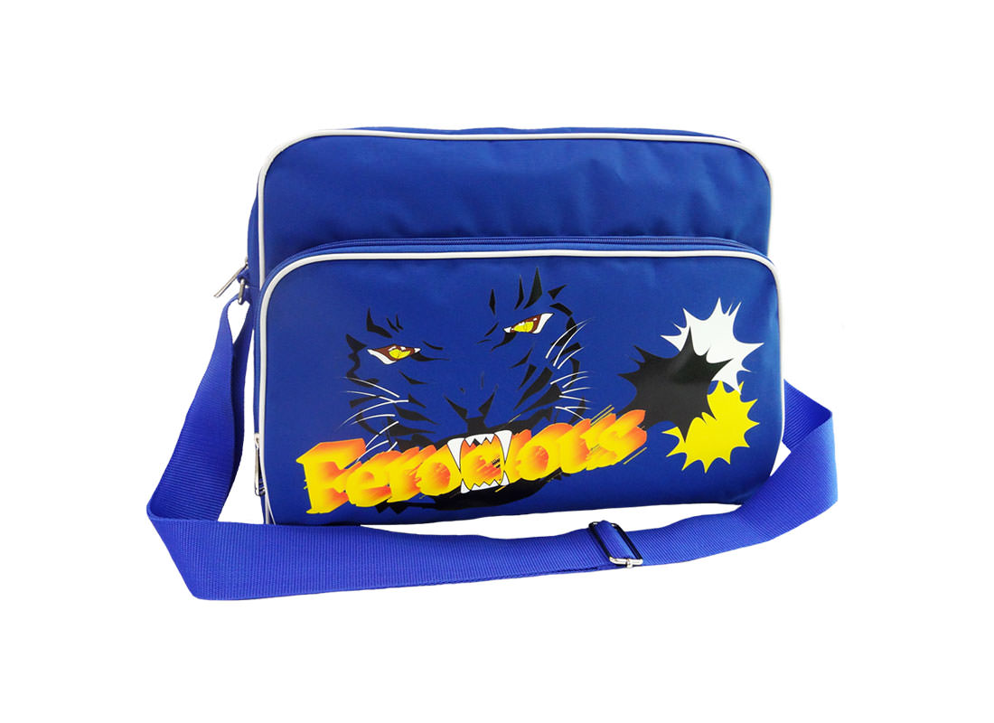 Sport Messenger Bag in Blue with Tiger Prinitng