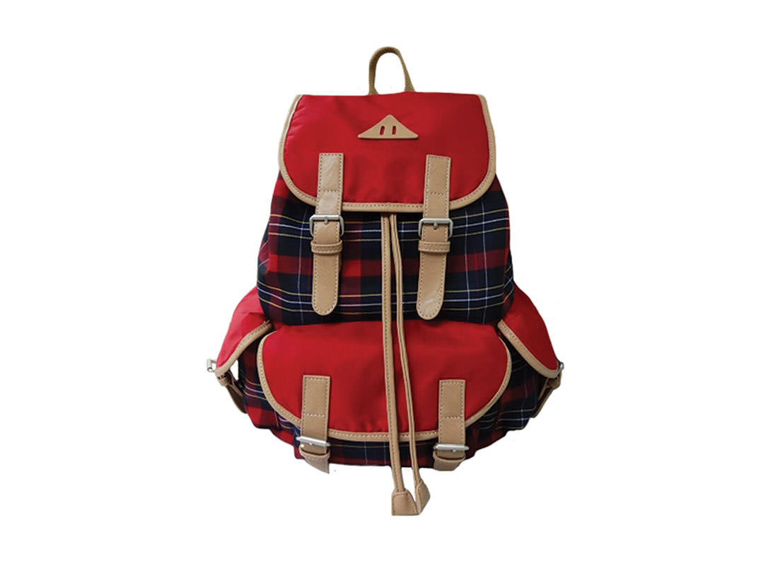 Red plaid Large backpack