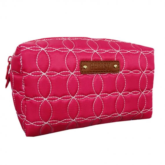 Cherry Pink Quilted Cosmetic Bag