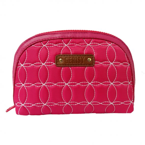 Quilted Zipper Pouch in Cherry Pink
