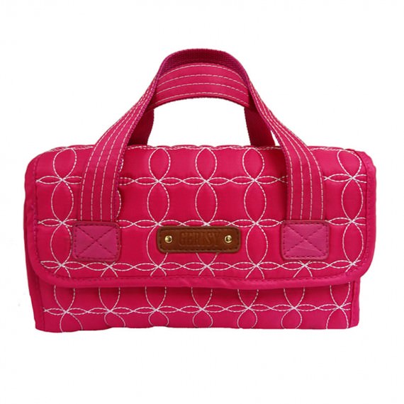 Rollup Bag Cosmetic Bag in Quilted Cherry Pink