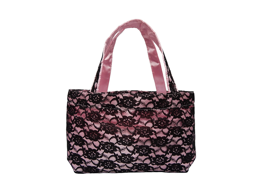 Black Lace Bag with Pink Satin