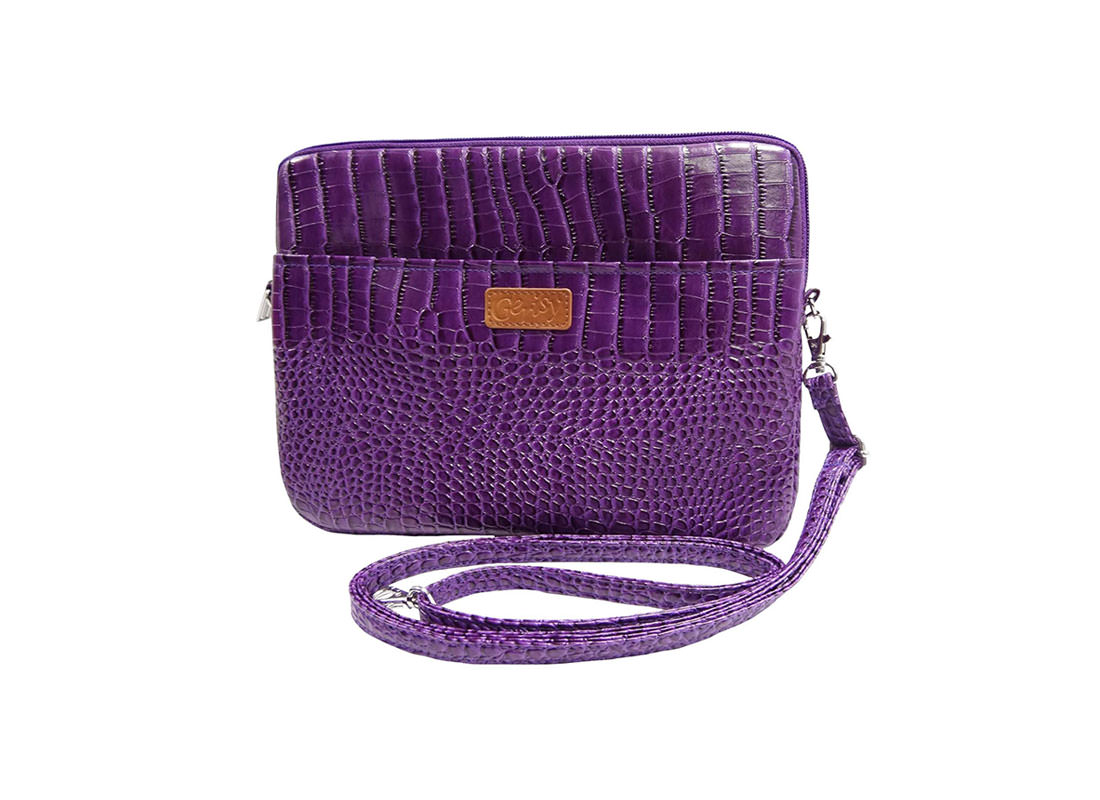 iPad Pouch with shoulder strap crocodile pattern
