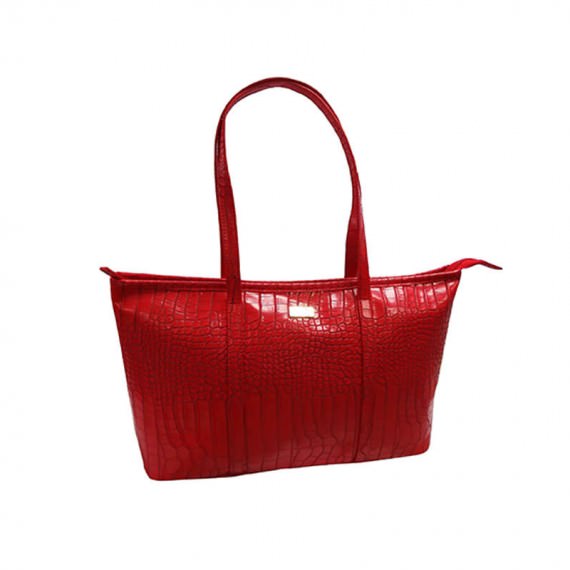 Faux Crocodile Handbag in Red Color