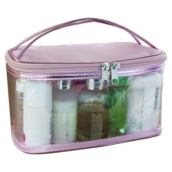 Transparent & Pink Cosmetic Bag