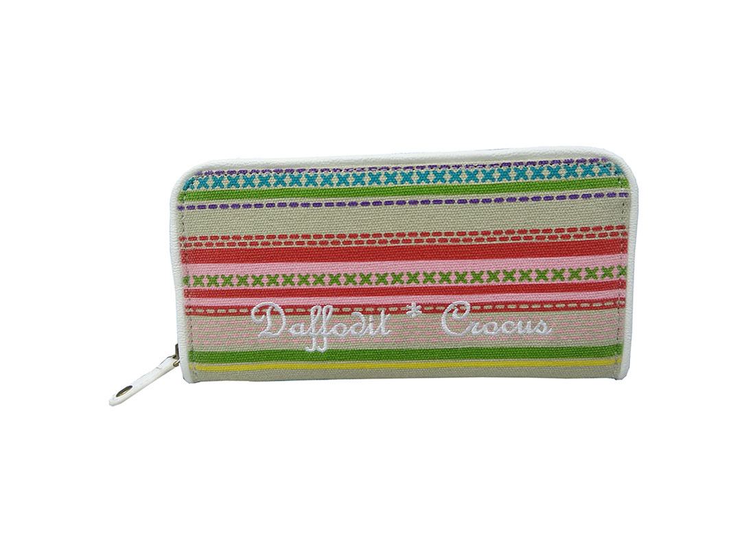 Colorful Striped Canvas Long Wallet