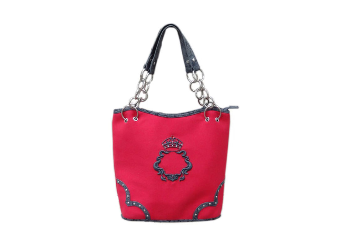 Canvas Tote Bags with Zipper in Red