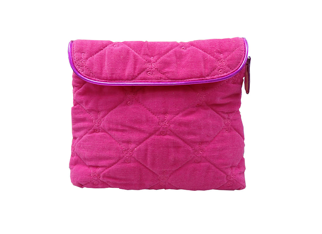 Square Pouch in Pink Color with Quilted