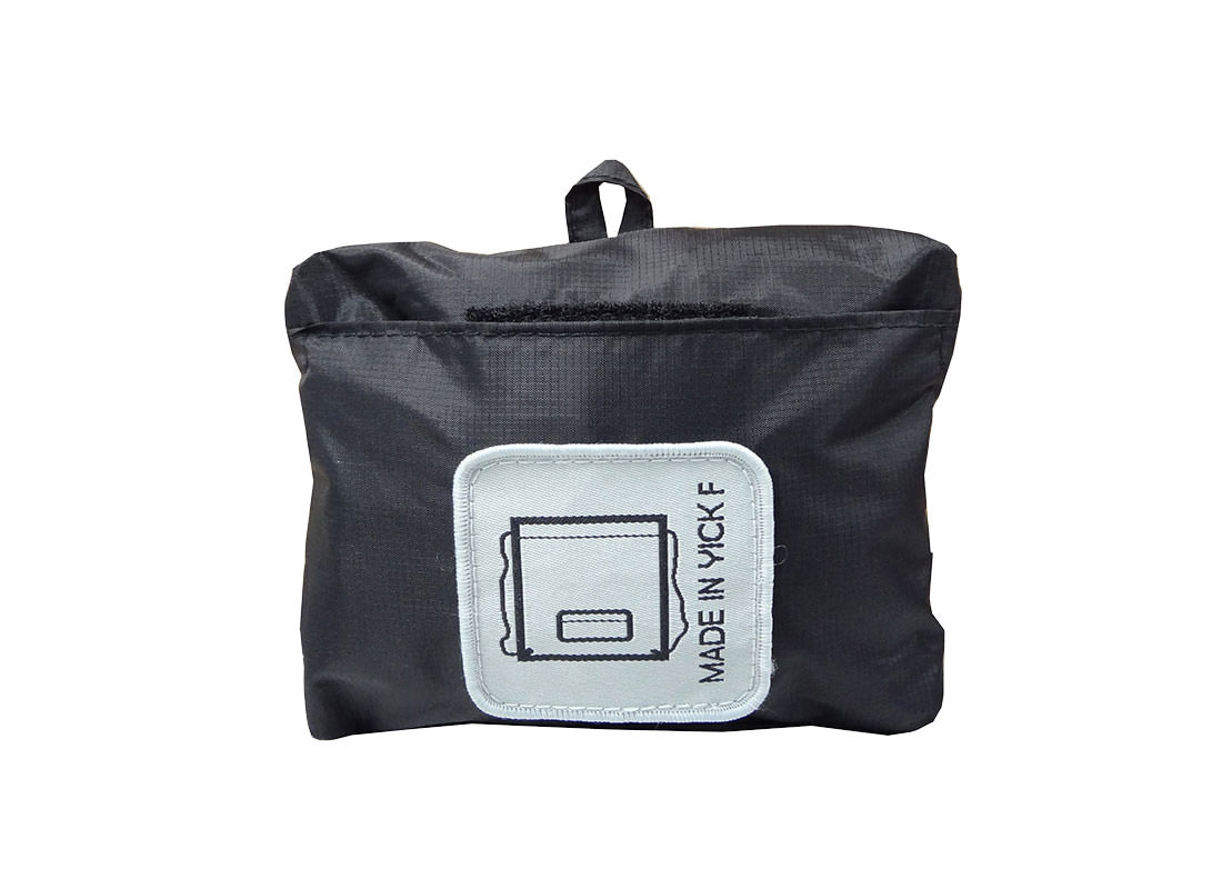 Foldable Drawstring Bag in Black Folded