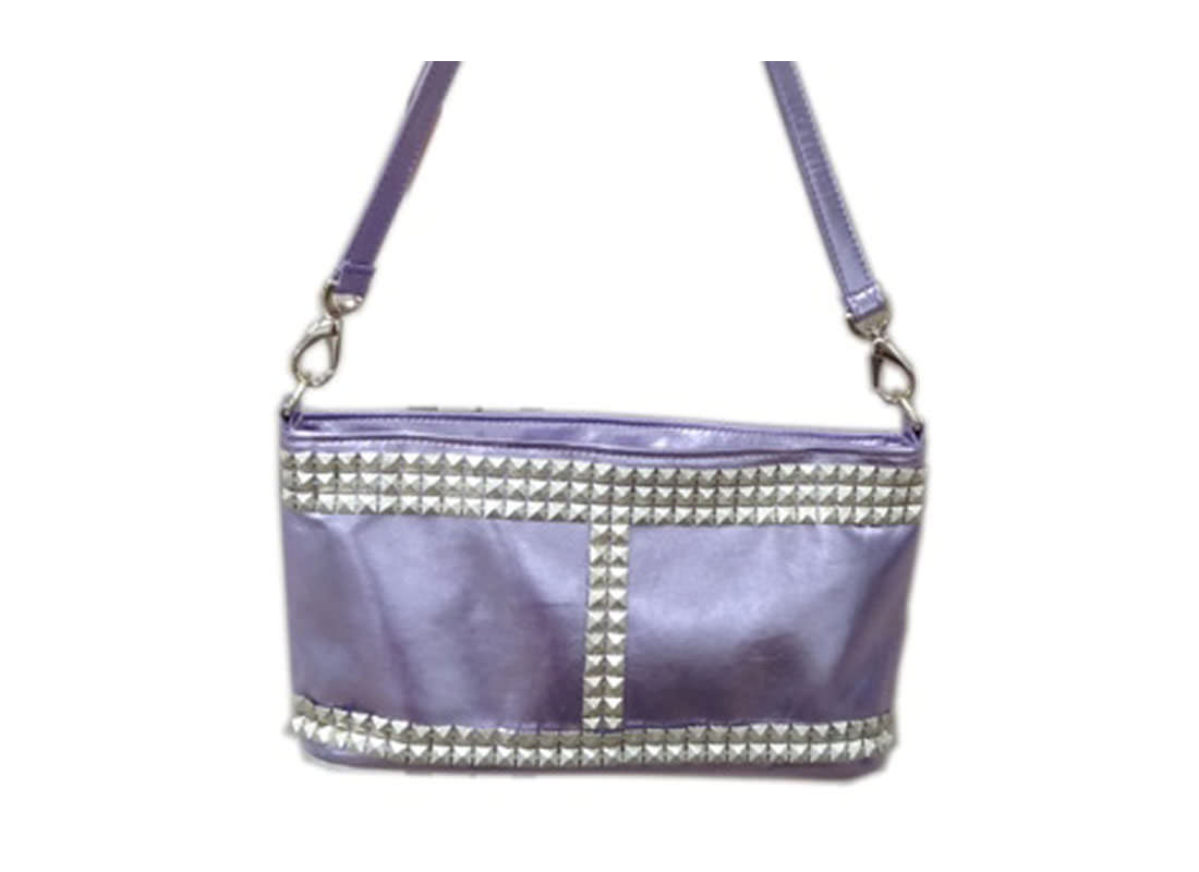 Studded Handbag in Shiny Purple