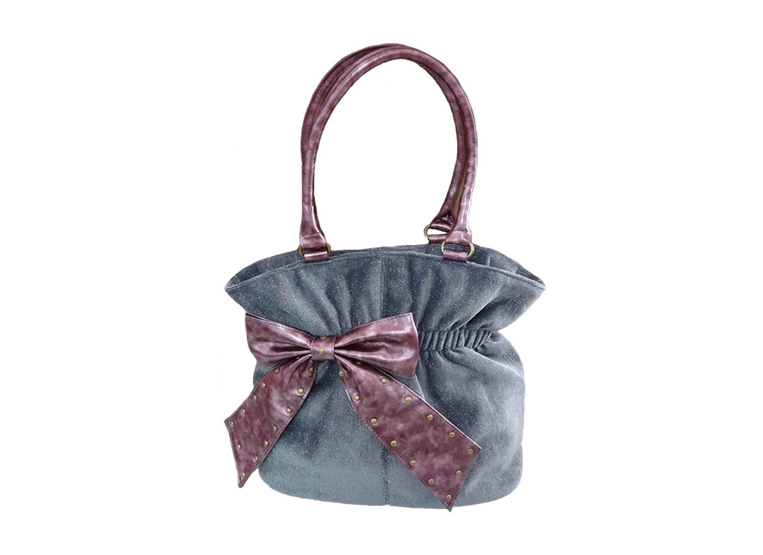 Grey Handbag with Bow