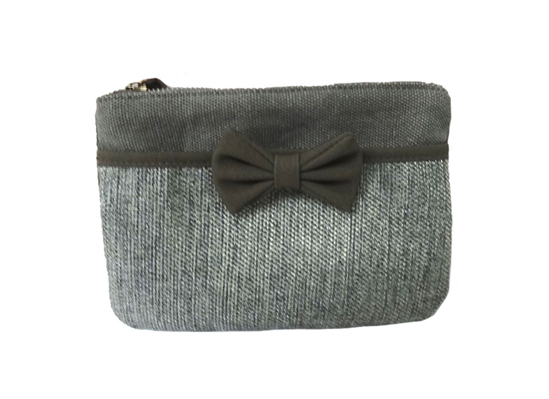 Cotton Zipper Pouch in Grey