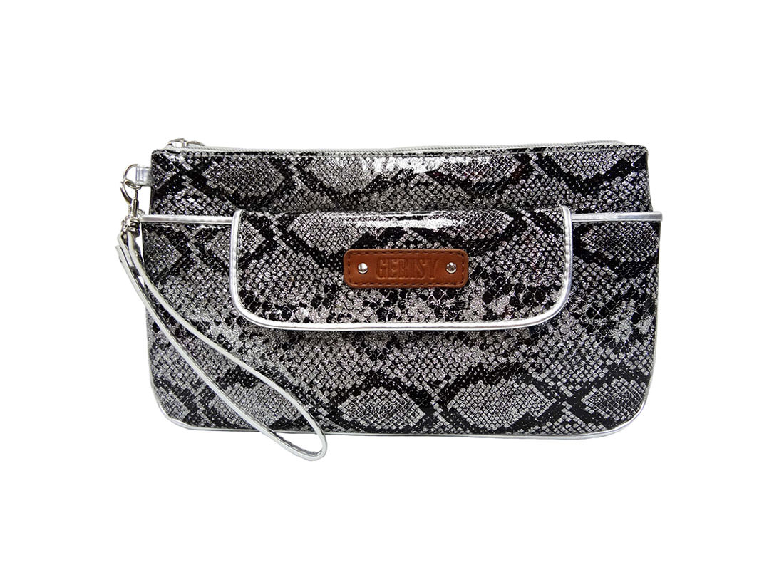 Medium Glitter pouch with snake skin pattern