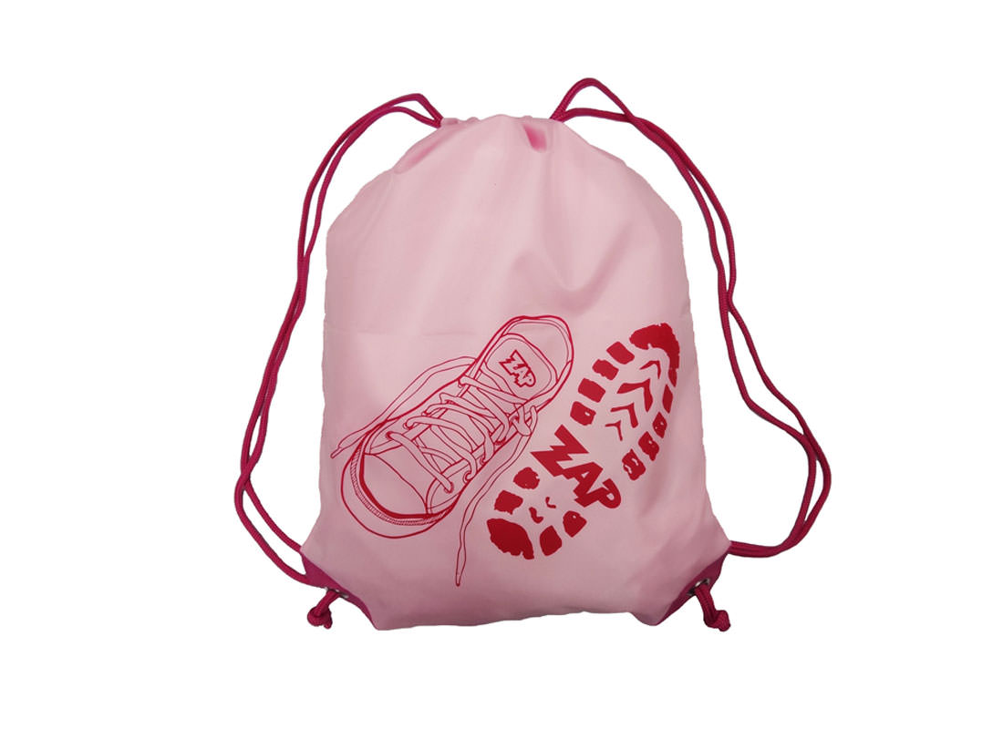 Pink Drawstring Bag with Shoe Printing