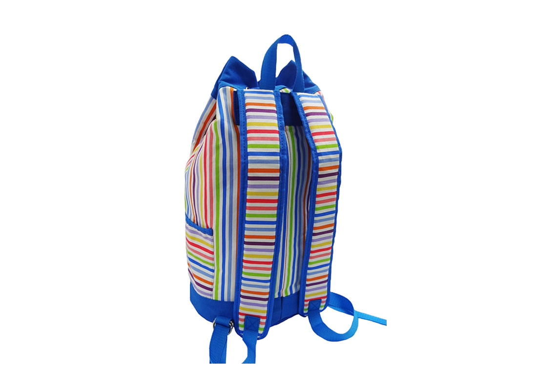 colorful striped drawstring duffel bag back