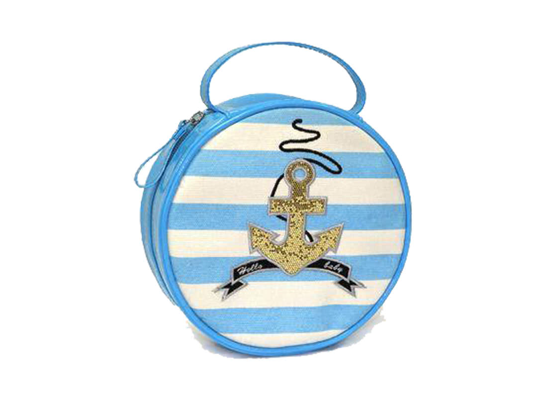 Striped Canvas Circle Bag