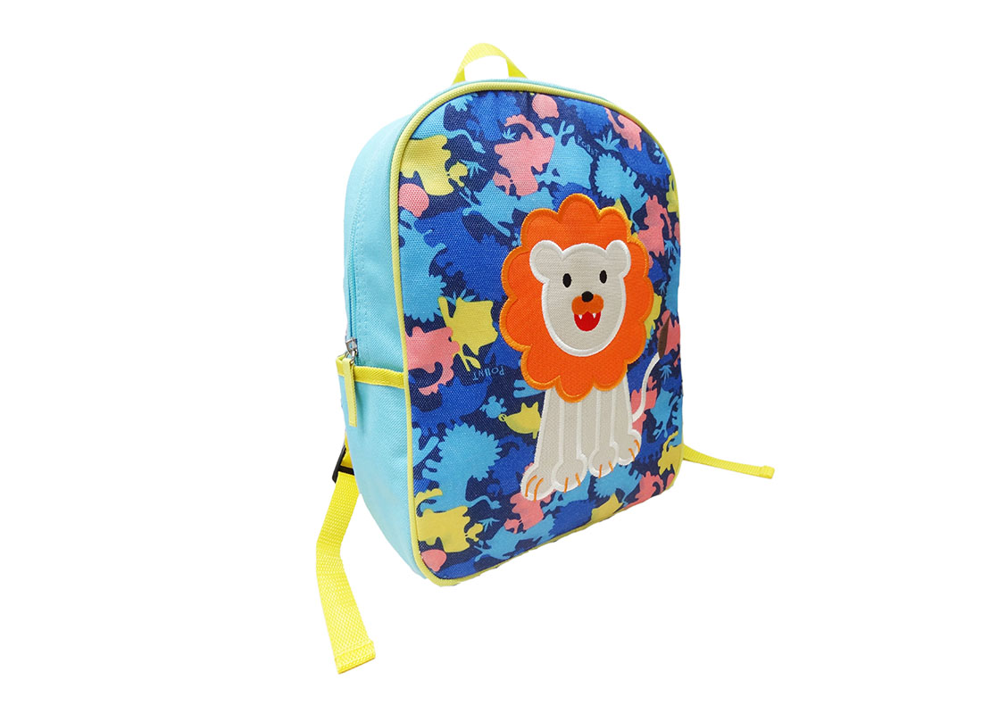 Kids Camo Backpack with Lion Patch L side