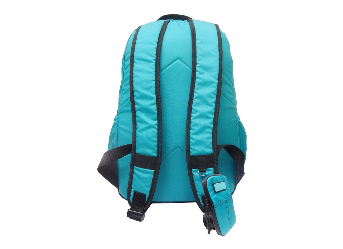 Casual Backpack in Blue with cellphone pouch back