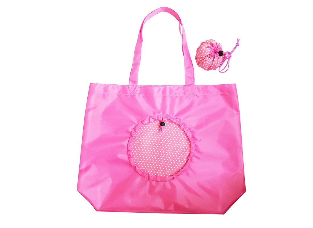 Foldable reuseable grocery bag in pink