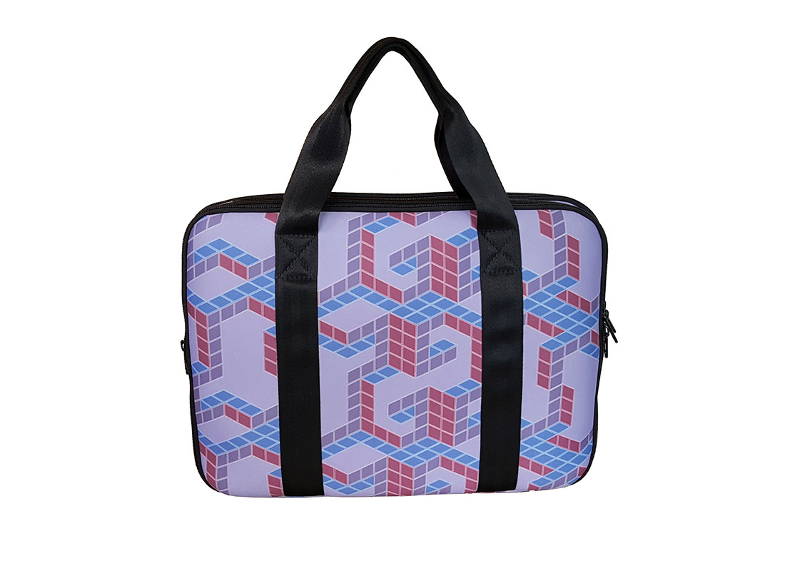 Neoprene Laptop bag with cubic printing