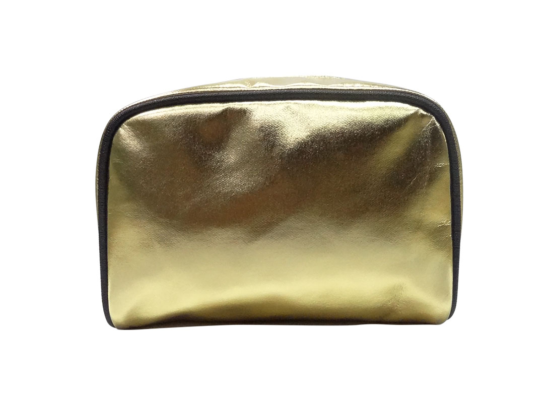 cosmetic zipper pouch in shiny gold back