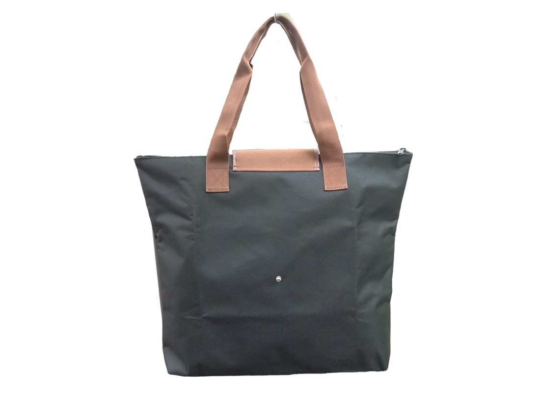Foldable Tote Bag with Zipper in Black Back