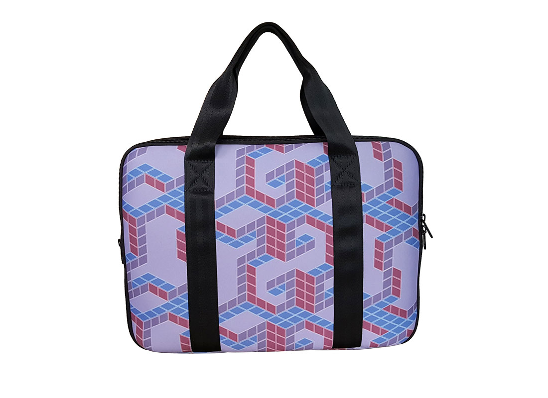 Neoprene Laptop Bag with cubic printing back