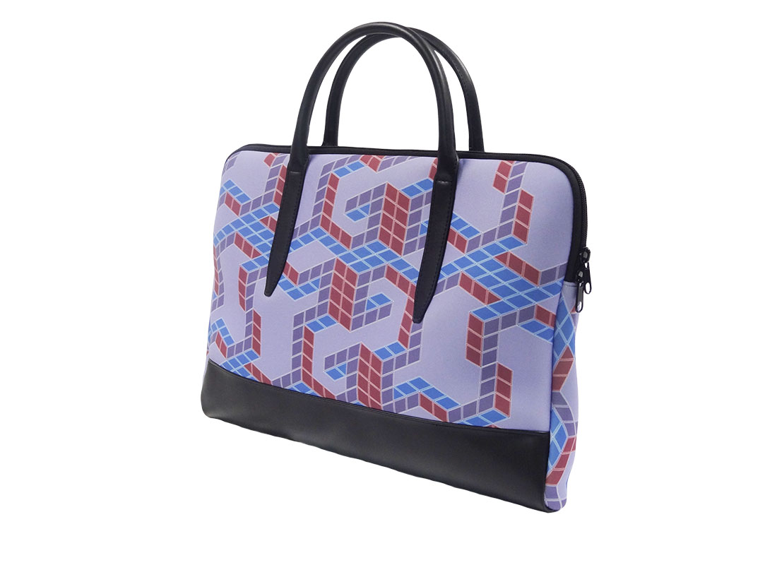 Neoprene Laptop Bag with cubic print R side